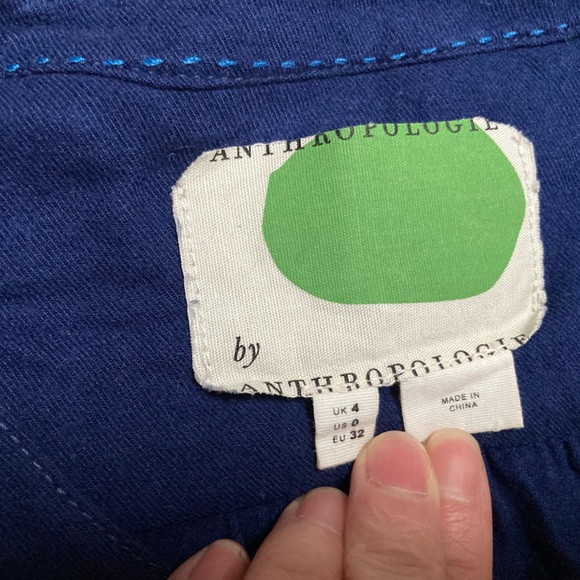 Anthropologie Dubois Blue Embroidered Tunic Shirt Dress - size US 0 - Picture 9 of 11